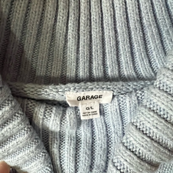 Garage Light Blue cropped Women's Sweater - Picture 2 of 3